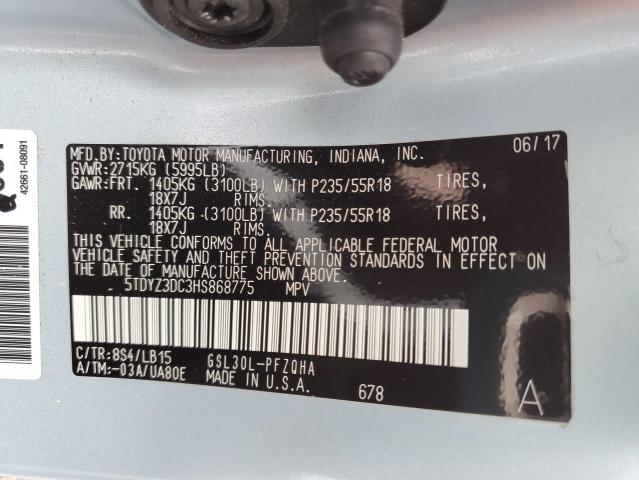 Photo 14 from auction – 2017 TOYOTA SIENNA XLE with VIN 5TDYZ3DC3HS868775