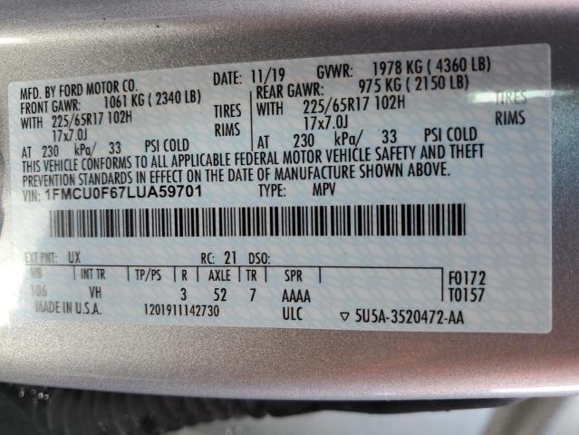 Photo 14 from auction – 2020 FORD ESCAPE S with VIN 1FMCU0F67LUA59701