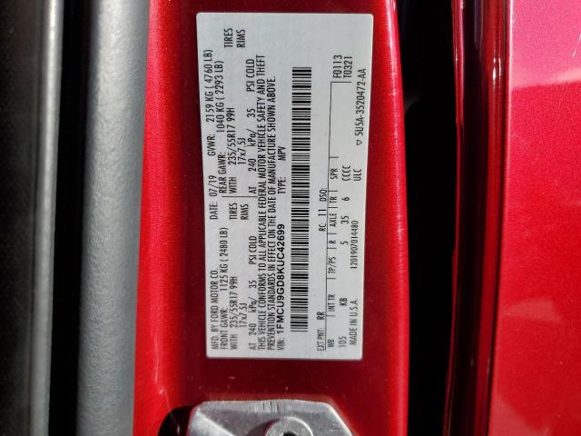 Photo 14 from auction – 2019 FORD ESCAPE SE with VIN 1FMCU9GD8KUC42699