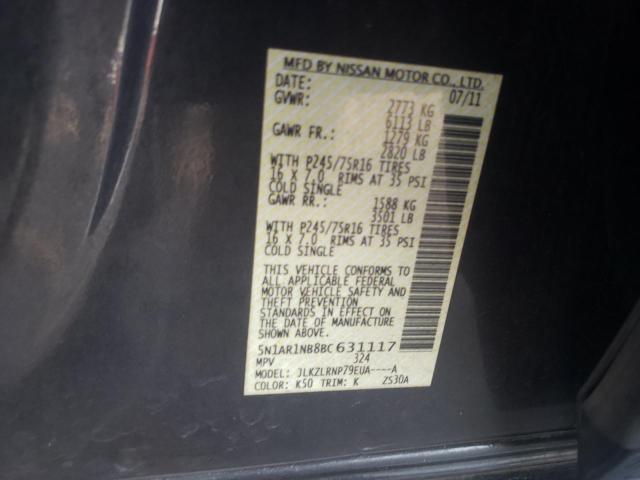 Photo 14 from auction – 2011 NISSAN PATHFINDER with VIN 5N1AR1NB8BC631117