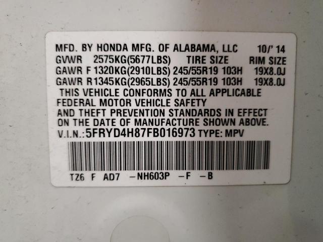 Photo 14 from auction – 2015 ACURA MDX ADVANC with VIN 5FRYD4H87FB016973