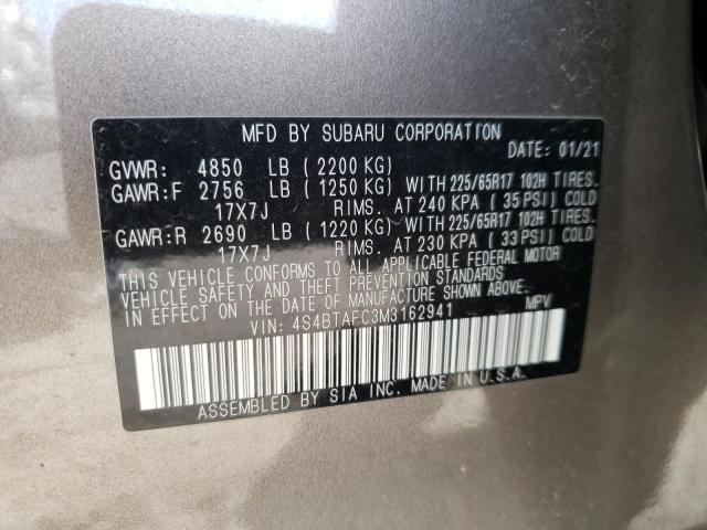 Photo 14 from auction – 2021 SUBARU OUTBACK PR with VIN 4S4BTAFC3M3162941