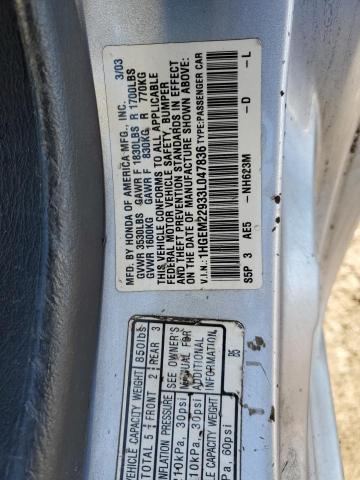 Photo 10 from auction – 2003 HONDA CIVIC with VIN 1HGEM22933L047836