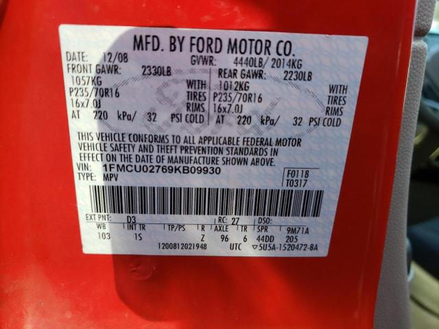 Photo 14 from auction – 2009 FORD ESCAPE XLS with VIN 1FMCU02769KB09930