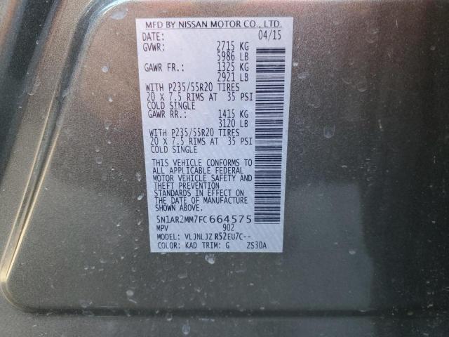 Photo 14 from auction – 2015 NISSAN PATHFINDER with VIN 5N1AR2MM7FC664575