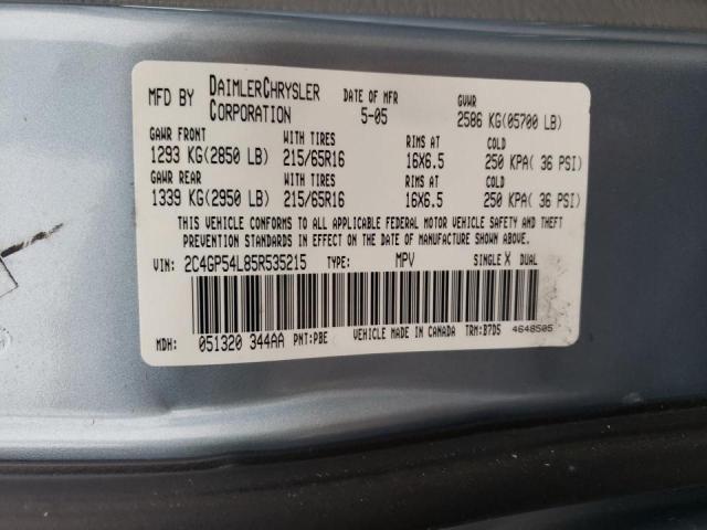 Photo 14 from auction – 2005 CHRYSLER TOWN & COU with VIN 2C4GP54L85R535215