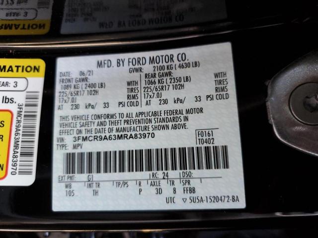 Photo 14 from auction – 2021 FORD BRONCO SPO with VIN 3FMCR9A63MRA83970