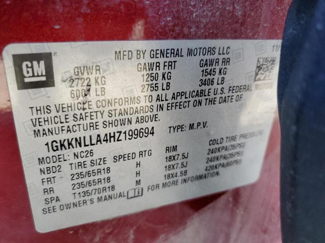 Photo 14 from auction – 2017 GMC ACADIA SLE with VIN 1GKKNLLA4HZ199694