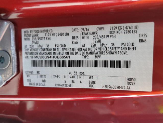 Photo 14 from auction – 2017 FORD ESCAPE SE with VIN 1FMCU0G94HUB88561