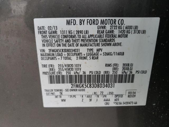 Photo 14 from auction – 2013 FORD FLEX SEL with VIN 2FMGK5C83DBD34031