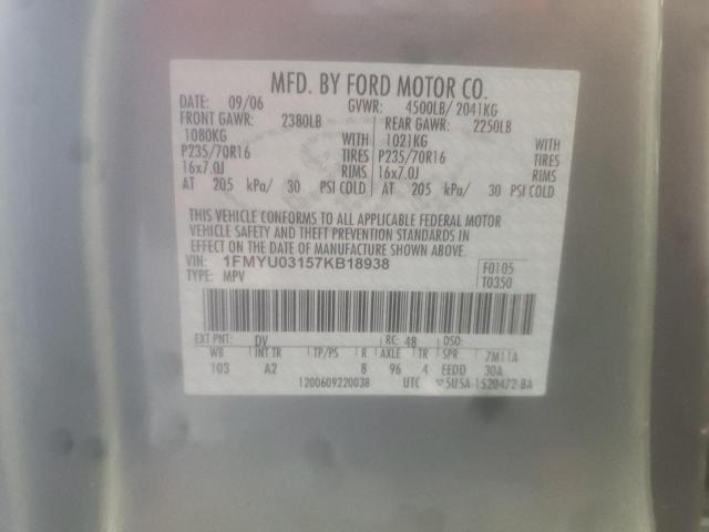 Photo 14 from auction – 2007 FORD ESCAPE XLT with VIN 1FMYU03157KB18938