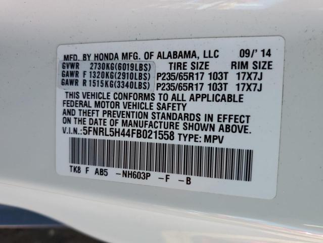 Photo 14 from auction – 2015 HONDA ODYSSEY EX with VIN 5FNRL5H44FB021558