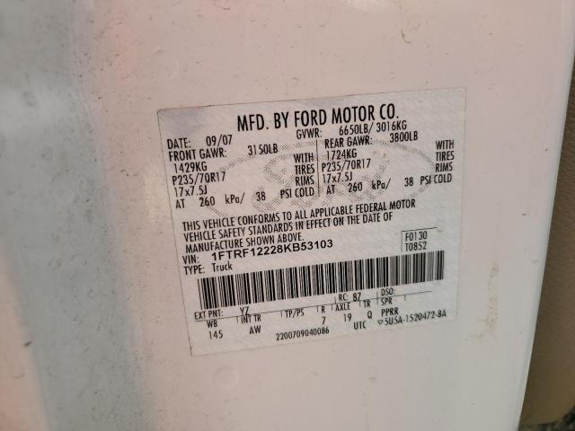 Photo 9 from auction – 2008 FORD F150 with VIN 1FTRF12228KB53103