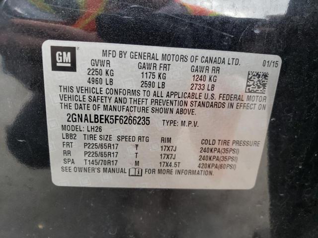 Photo 14 from auction – 2015 CHEVROLET EQUINOX LT with VIN 2GNALBEK5F6266235