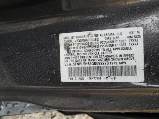 Photo 14 from auction – 2016 HONDA ODYSSEY EX with VIN 5FNRL5H63GB092270