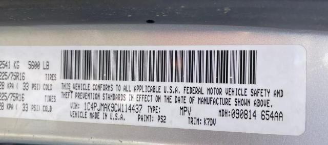 Photo 10 from auction – 2012 JEEP LIBERTY SP with VIN 1C4PJMAK9CW114437