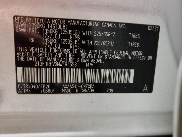 Photo 14 from auction – 2021 TOYOTA RAV4 LE with VIN 2T3F1RFVXMW181558