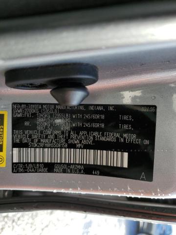 Photo 14 from auction – 2017 TOYOTA HIGHLANDER with VIN 5TDKZRFH8HS508158