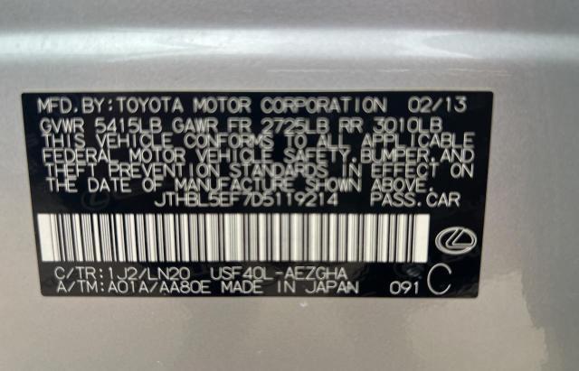 Photo 10 from auction – 2013 LEXUS LS 460 with VIN JTHBL5EF7D5119214