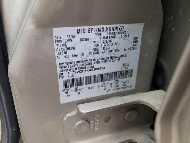 Photo 10 from auction – 2010 FORD F250 SUPER with VIN 1FTSW2B5XAEB05693