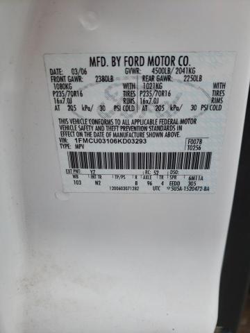Photo 14 from auction – 2006 FORD ESCAPE XLT with VIN 1FMCU03106KD03293