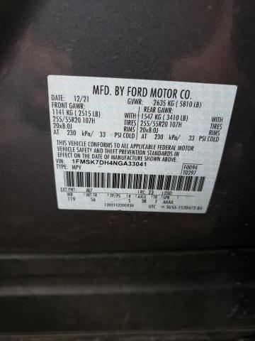 Photo 14 from auction – 2022 FORD EXPLORER X with VIN 1FMSK7DH4NGA33041