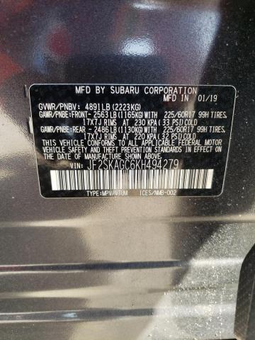 Photo 14 from auction – 2019 SUBARU FORESTER P with VIN JF2SKAGC6KH494279