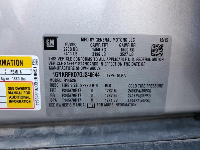 Photo 14 from auction – 2016 CHEVROLET TRAVERSE L with VIN 1GNKRFKD7GJ240644