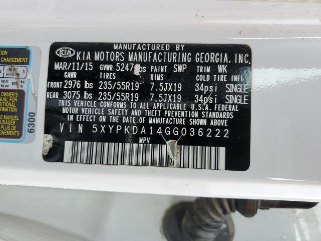 Photo 14 from auction – 2016 KIA SORENTO SX with VIN 5XYPKDA14GG036222