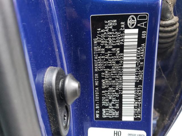 Photo 10 from auction – 2014 TOYOTA COROLLA L with VIN 2T1BURHEXEC214038