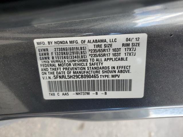 Photo 14 from auction – 2012 HONDA ODYSSEY LX with VIN 5FNRL5H29CB090465