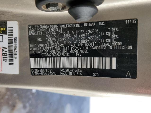 Photo 14 from auction – 2006 TOYOTA SIENNA CE with VIN 5TDZA23C06S425083