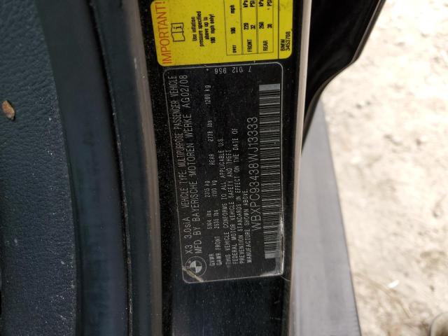 Photo 10 from auction – 2008 BMW X3 3.0SI with VIN WBXPC93438WJ13333