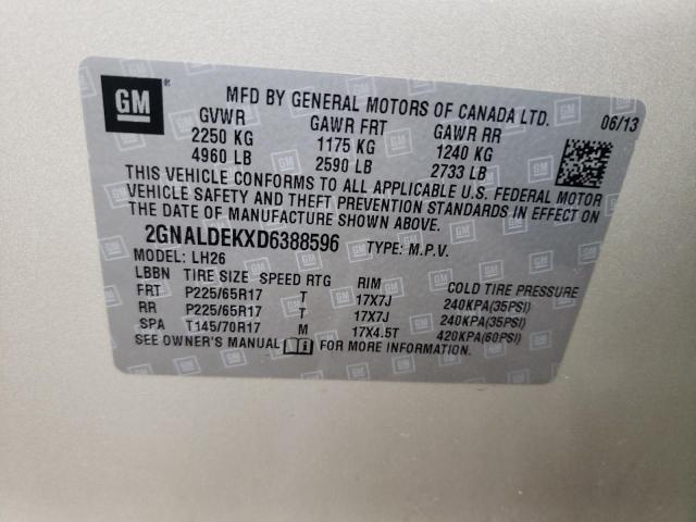 Photo 14 from auction – 2013 CHEVROLET EQUINOX LT with VIN 2GNALDEKXD6388596