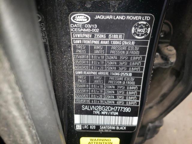 Photo 14 from auction – 2013 LAND ROVER RANGE ROVE with VIN SALVN2BG2DH777390