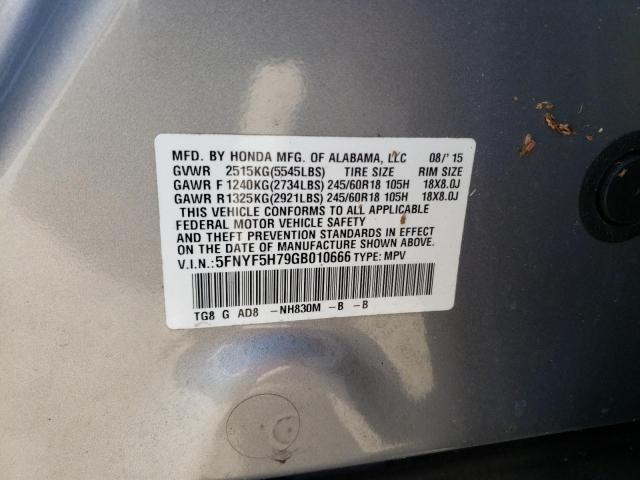 Photo 14 from auction – 2016 HONDA PILOT EXLN with VIN 5FNYF5H79GB010666