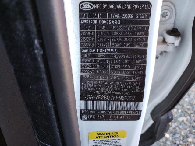 Photo 14 from auction – 2015 LAND ROVER RANGE ROVE with VIN SALVP2BG7FH962337
