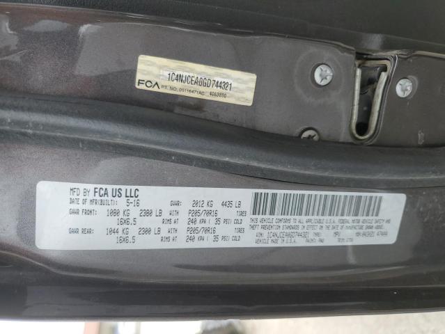 Photo 14 from auction – 2016 JEEP COMPASS LA with VIN 1C4NJCEA0GD744321