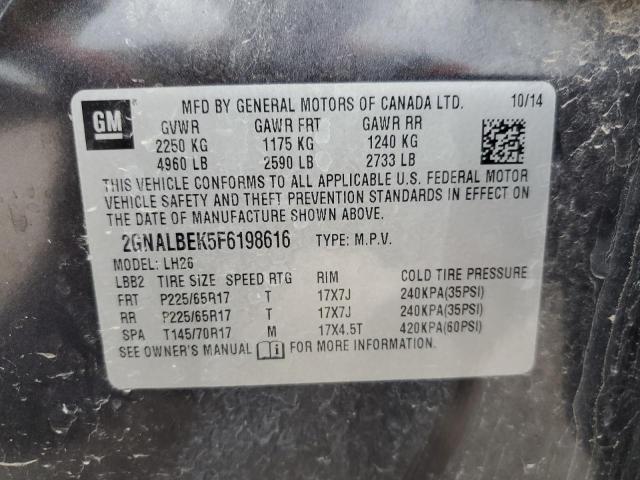 Photo 14 from auction – 2015 CHEVROLET EQUINOX LT with VIN 2GNALBEK5F6198616