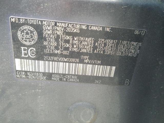Photo 14 from auction – 2013 TOYOTA RAV4 LE with VIN 2T3ZFREV0DW030826