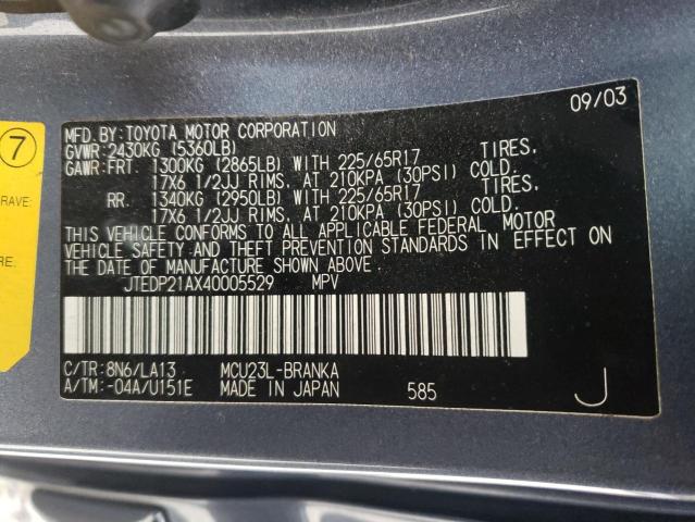 Photo 14 from auction – 2004 TOYOTA HIGHLANDER with VIN JTEDP21AX40005529