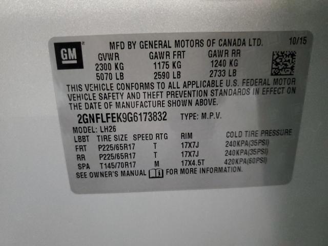 Photo 14 from auction – 2016 CHEVROLET EQUINOX with VIN 2GNFLFEK9G6173832