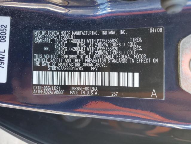 Photo 14 from auction – 2008 TOYOTA SEQUOIA PL with VIN 5TDBY67A98S015785