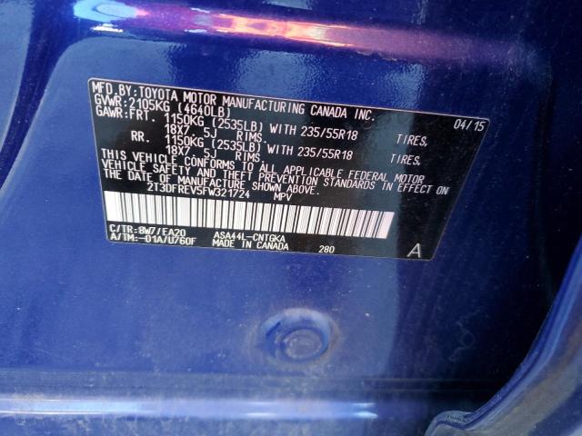 Photo 14 from auction – 2015 TOYOTA RAV4 LIMIT with VIN 2T3DFREV5FW321724