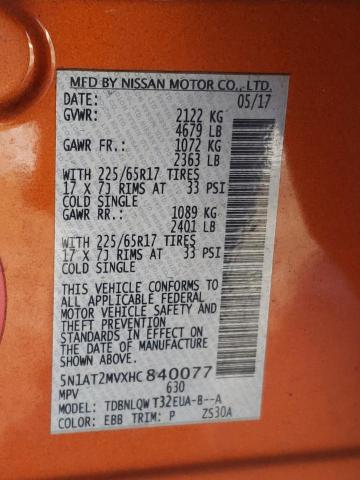 Photo 14 from auction – 2017 NISSAN ROGUE SV with VIN 5N1AT2MVXHC840077