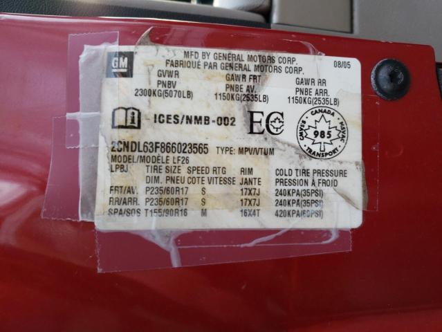 Photo 14 from auction – 2006 CHEVROLET EQUINOX LT with VIN 2CNDL63F866023565