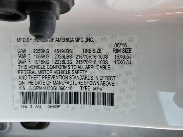 Photo 14 from auction – 2016 HONDA CR-V LX with VIN 5J6RM4H30GL090416