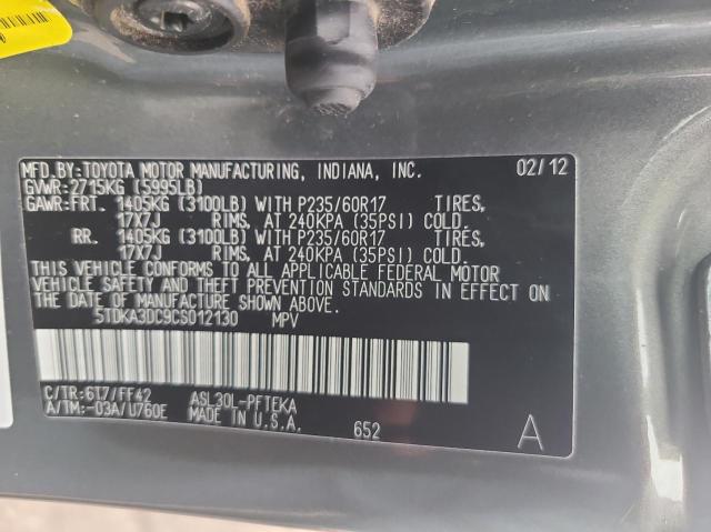 Photo 10 from auction – 2012 TOYOTA SIENNA BAS with VIN 5TDKA3DC9CS012130
