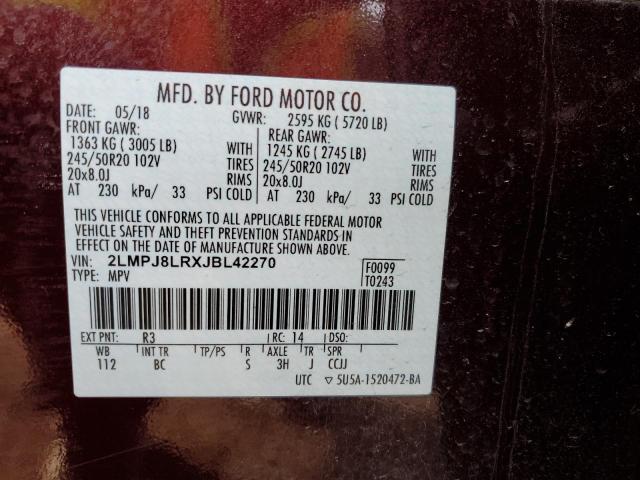 Photo 14 from auction – 2018 LINCOLN MKX RESERV with VIN 2LMPJ8LRXJBL42270