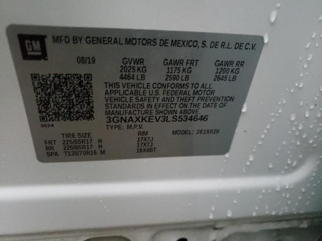 Photo 14 from auction – 2020 CHEVROLET EQUINOX LT with VIN 3GNAXKEV3LS534646